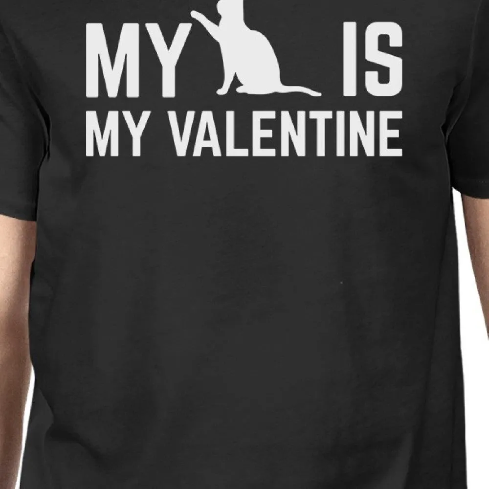 My Cat My Valentine Men's Black T-shirt Cute Graphic For Cat Lovers