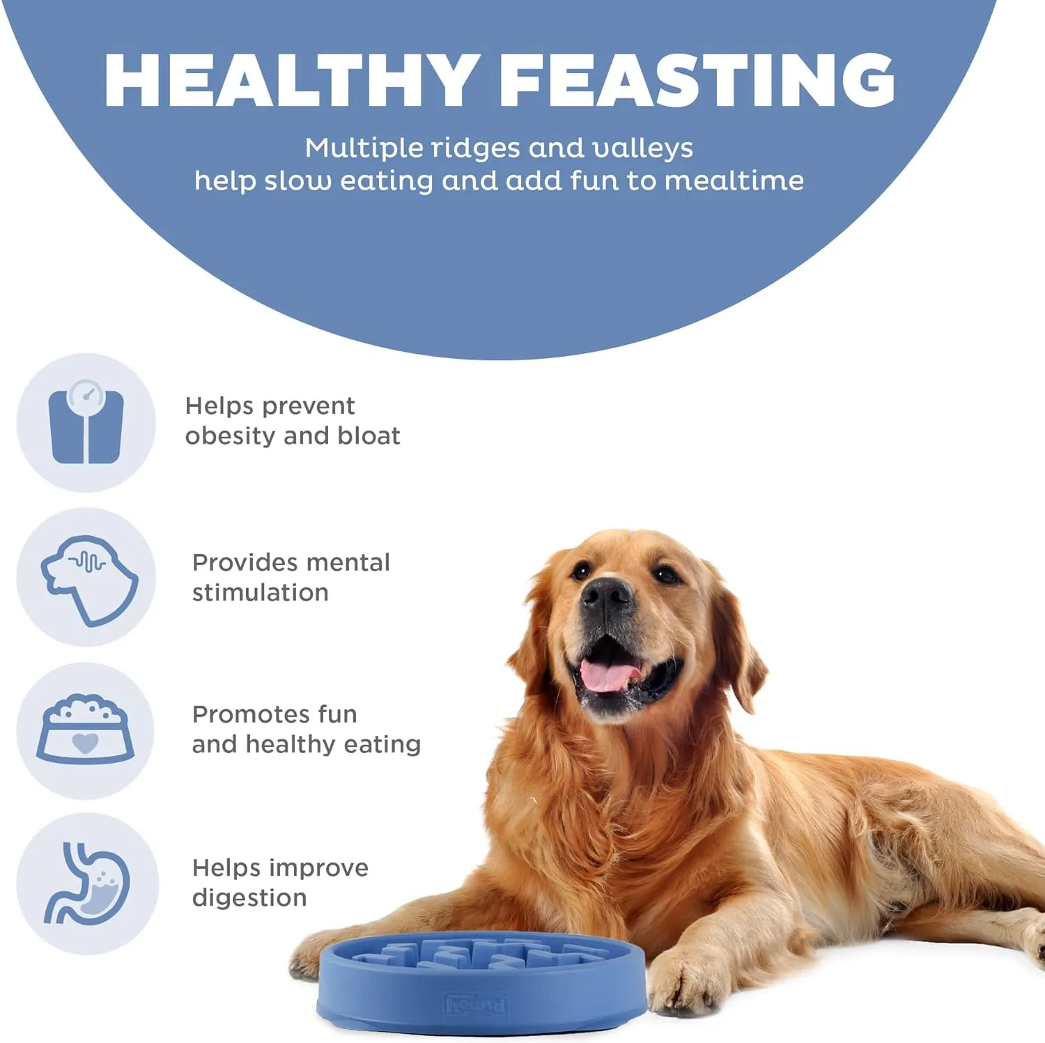 Outward Hound Fun Feeder Slo Bowl Slow Feeder Dog Bowl, Blue