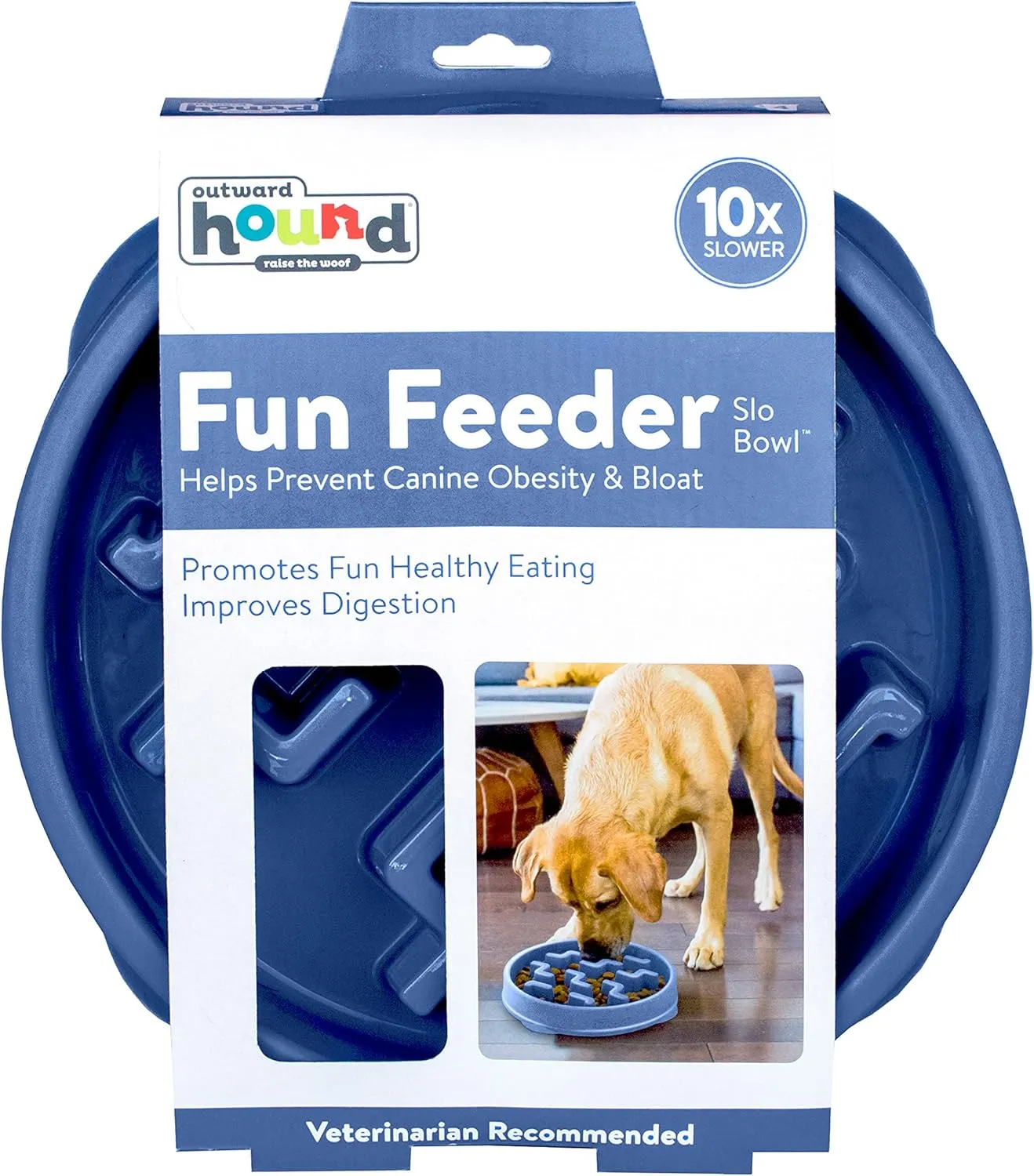 Outward Hound Fun Feeder Slo Bowl Slow Feeder Dog Bowl, Blue