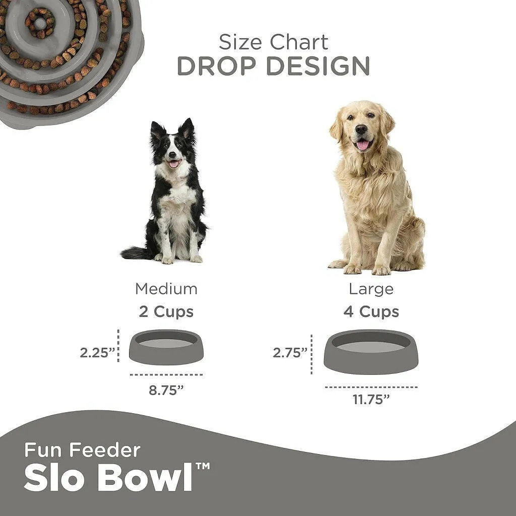 Outward Hound Fun Feeder Slo Bowl Slow Feeder Dog Bowl, Grey Drop