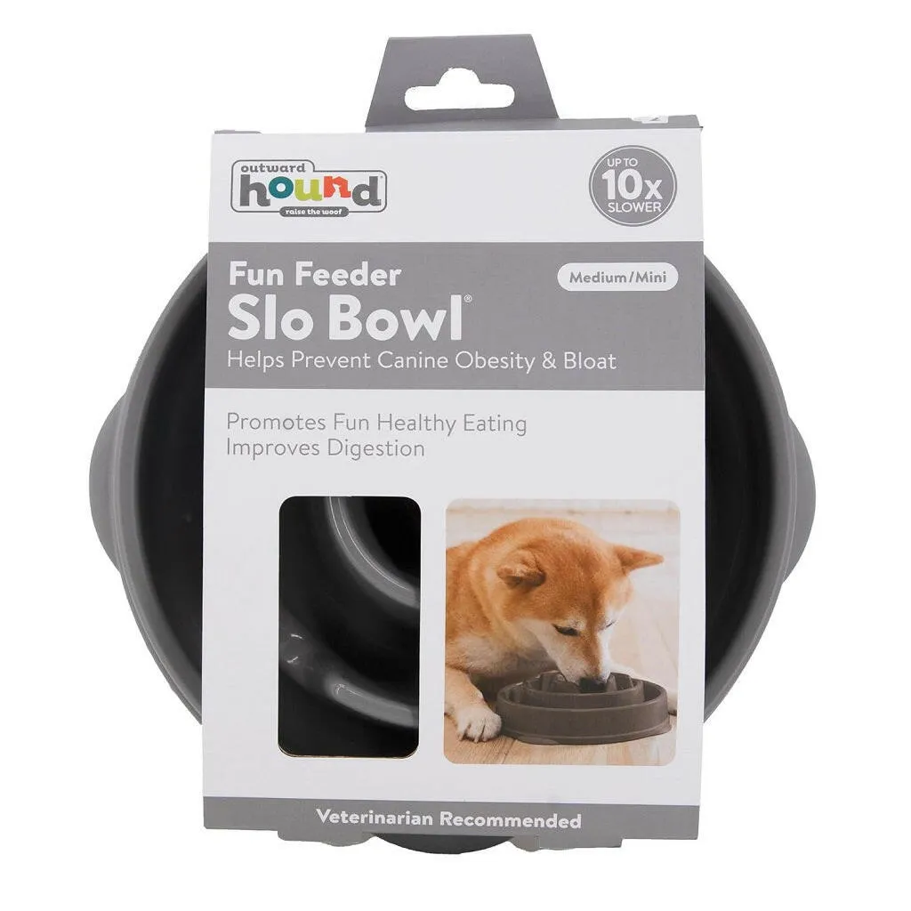 Outward Hound Fun Feeder Slo Bowl Slow Feeder Dog Bowl, Grey Drop