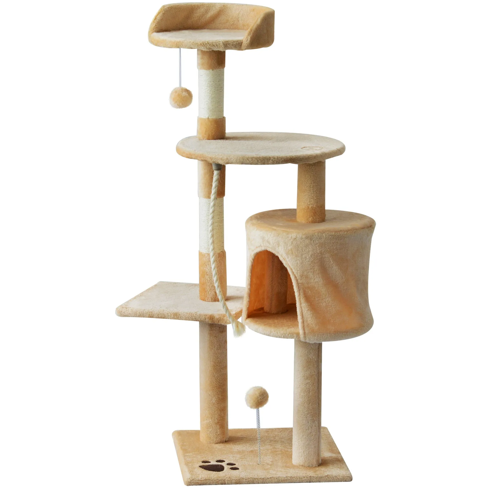 PawHut 40Lx 40Wx114H cm Cat Tree House Scratching Post Ball