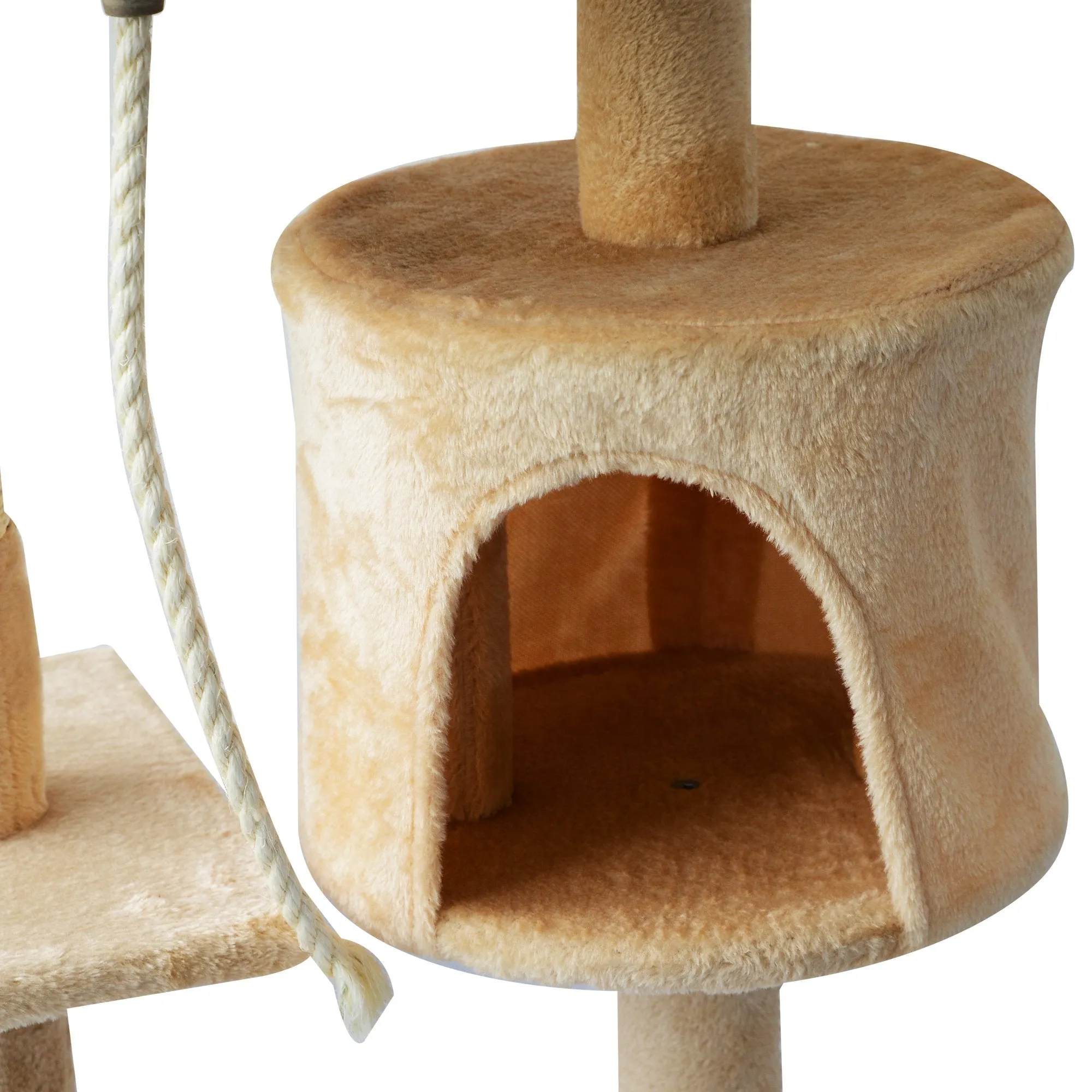 PawHut 40Lx 40Wx114H cm Cat Tree House Scratching Post Ball