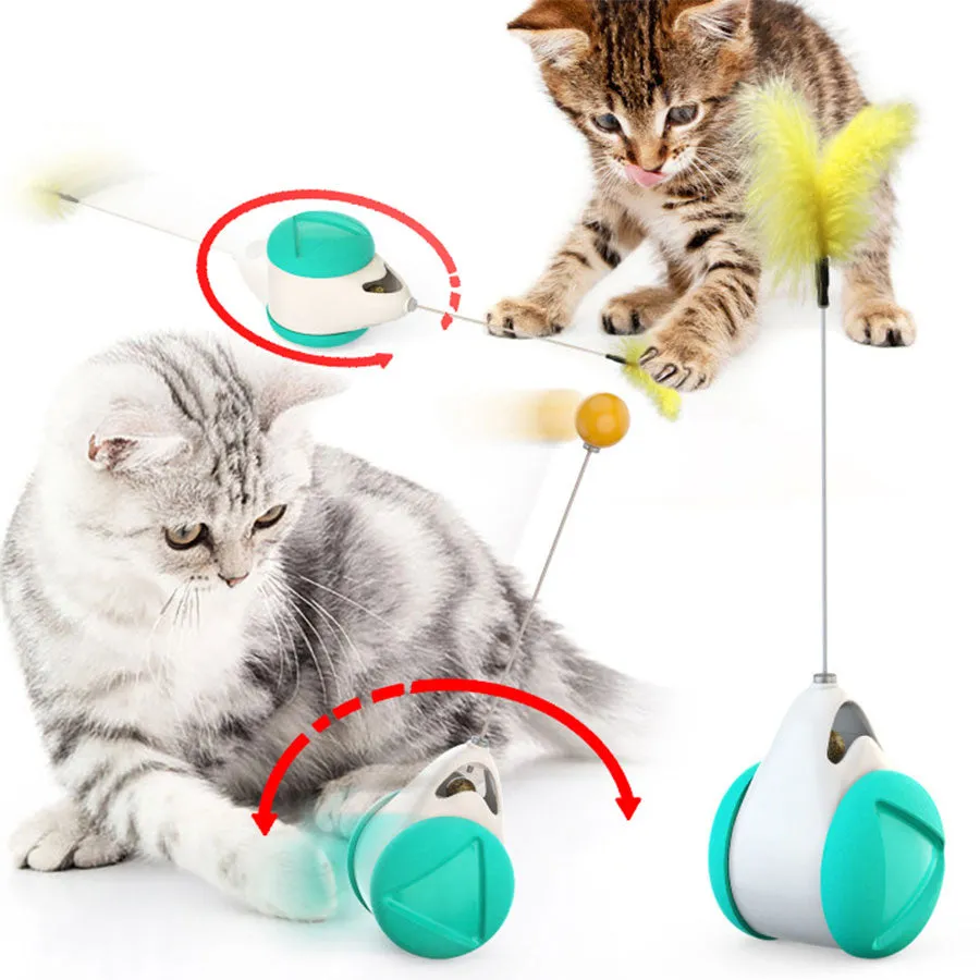 Pet Interactive Entertaining Cat Toy with Catnip Roller Balance Rotating Shape Base