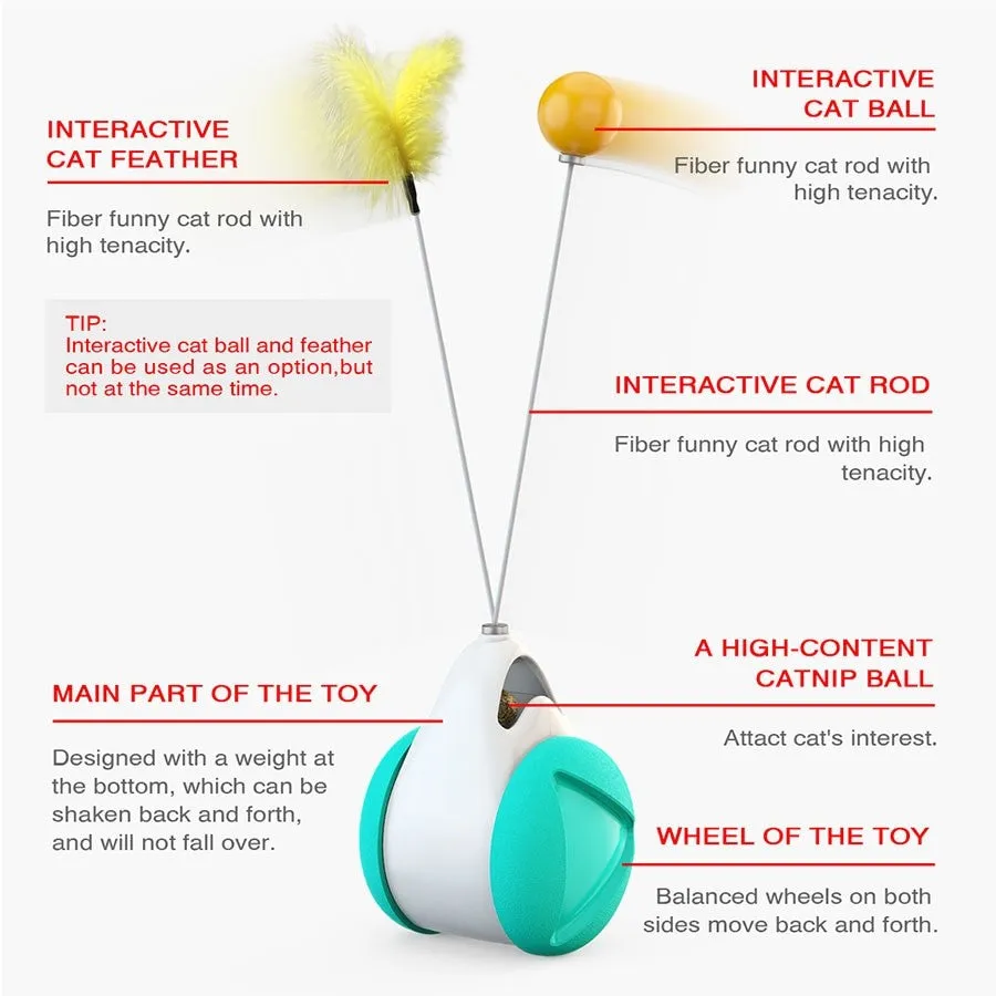 Pet Interactive Entertaining Cat Toy with Catnip Roller Balance Rotating Shape Base