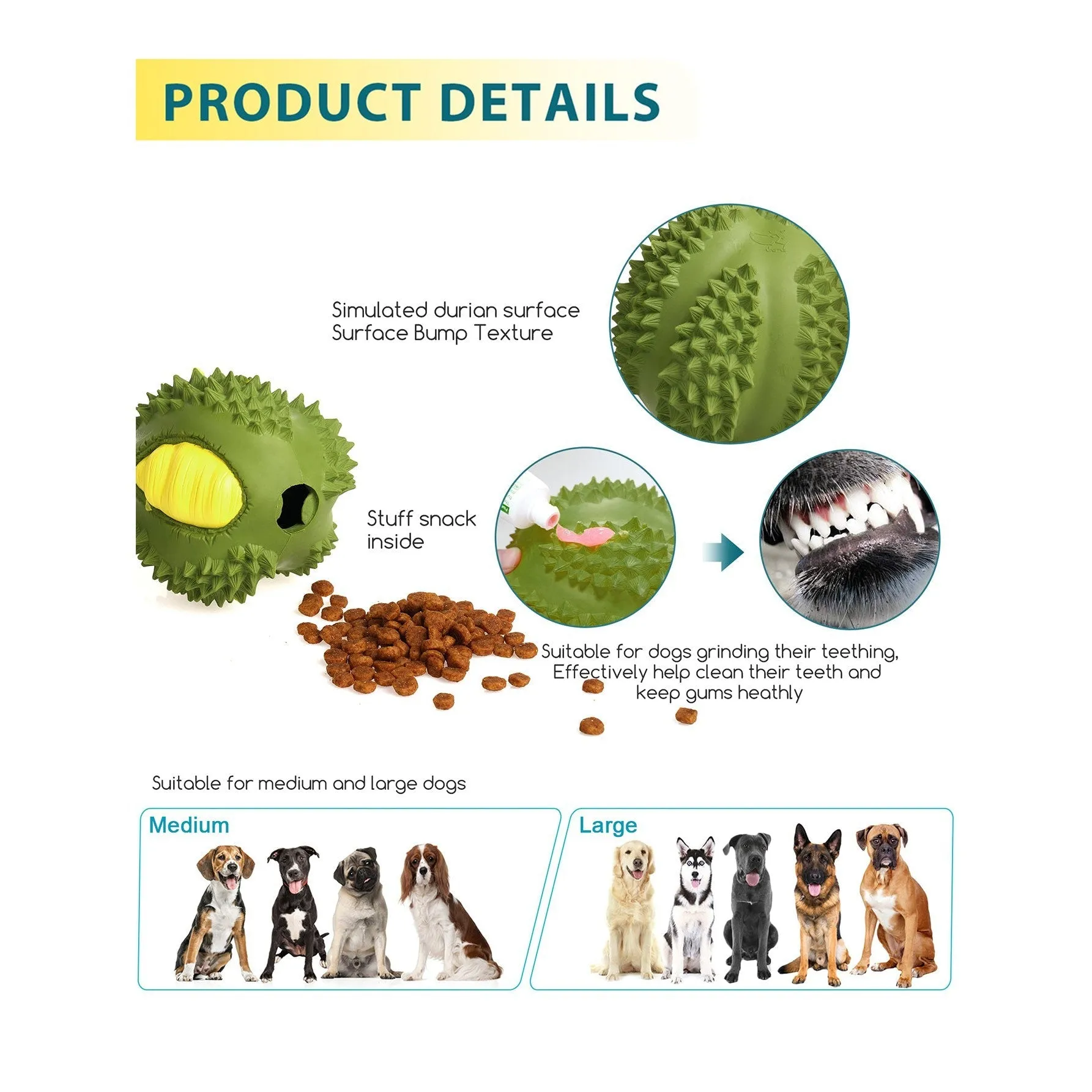 Petopia Tough Durable Durian with Strap Large Rubber Dog Toy Assorted Colours***