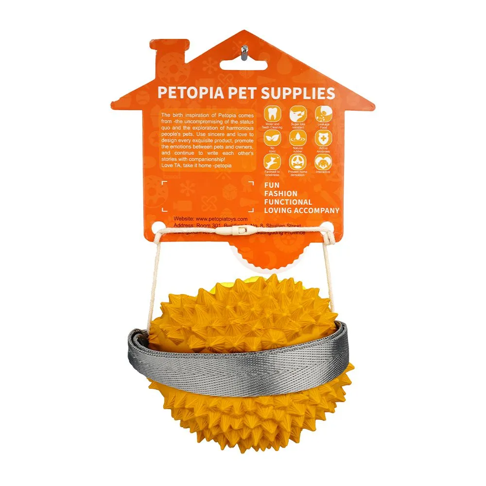 Petopia Tough Durable Durian with Strap Large Rubber Dog Toy Assorted Colours***