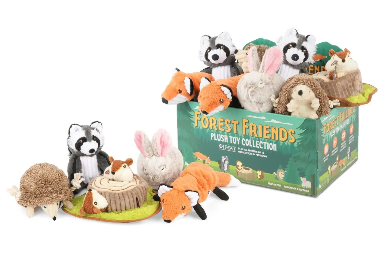 P.L.A.Y. Forest Friends Squeaky Plush Dog toys, Forest the Fox