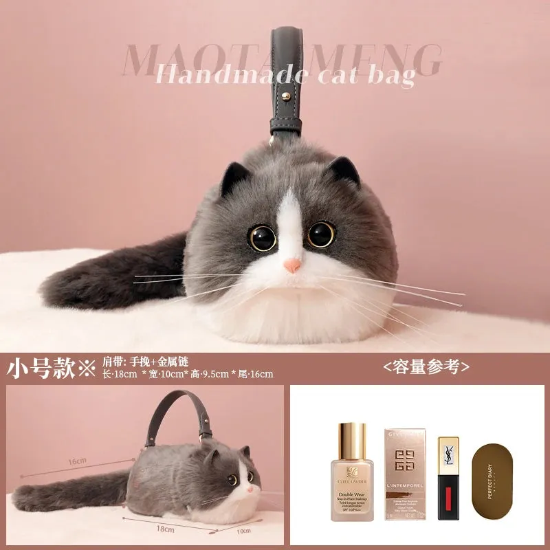 Plush Cute Cat Fur Soft Cool Black Crossbody Bags