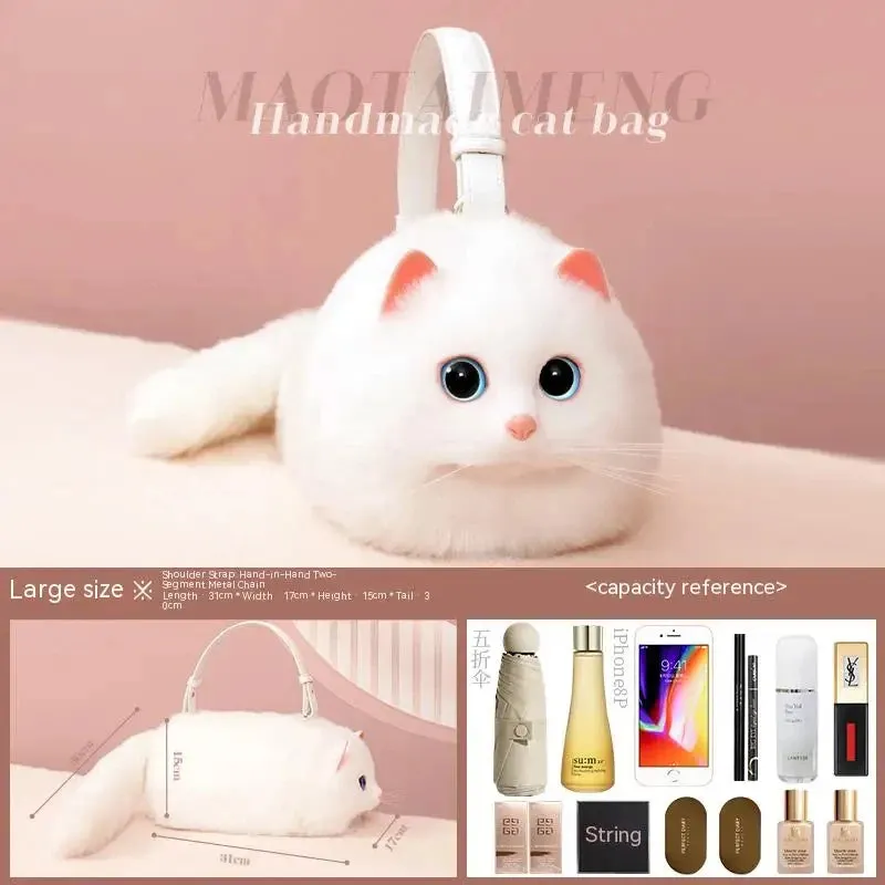 Plush Cute Cat Fur Soft Cool Black Crossbody Bags