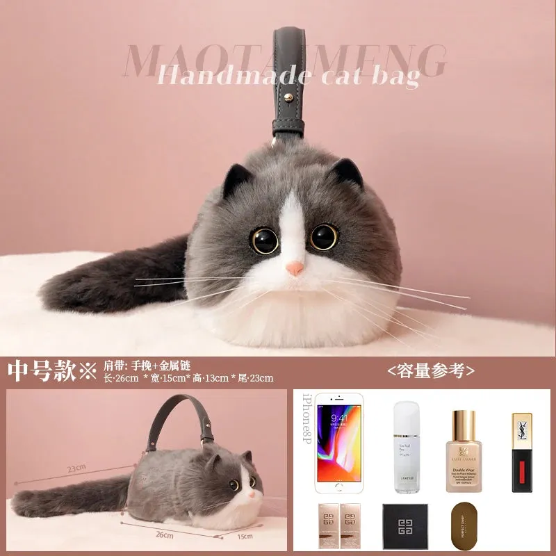 Plush Cute Cat Fur Soft Cool Black Crossbody Bags