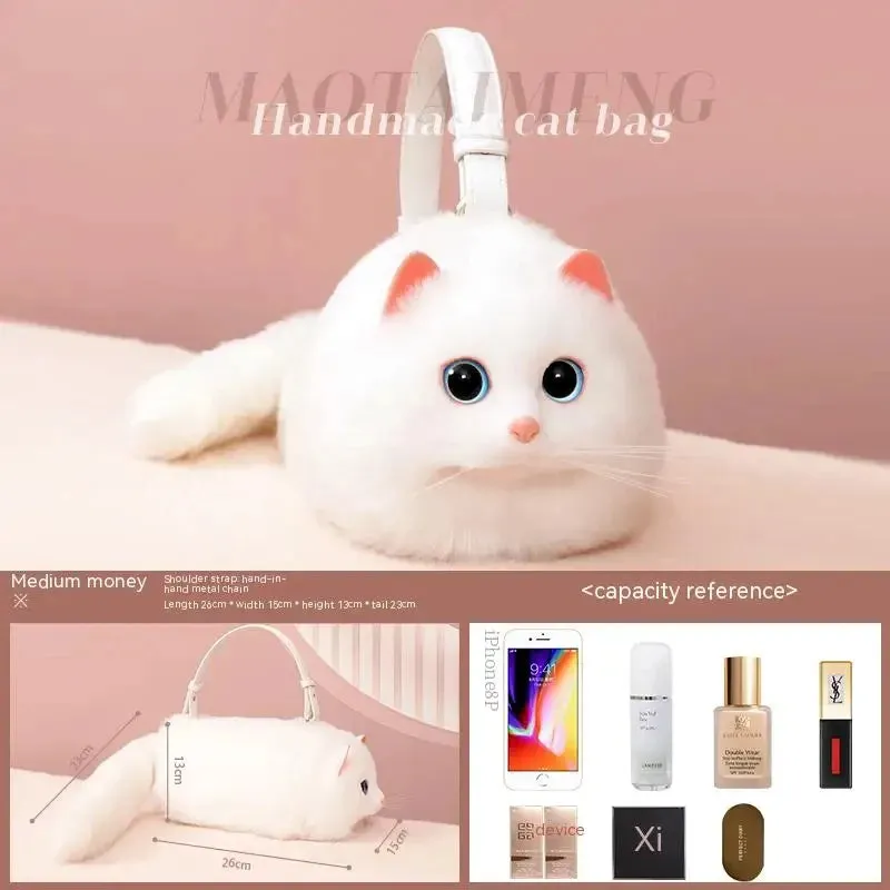 Plush Cute Cat Fur Soft Cool Black Crossbody Bags