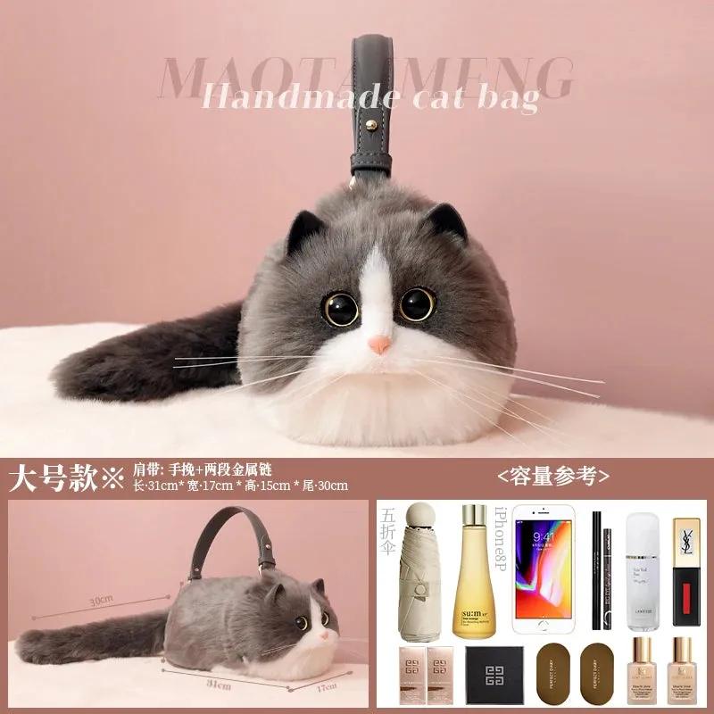 Plush Cute Cat Fur Soft Cool Black Crossbody Bags