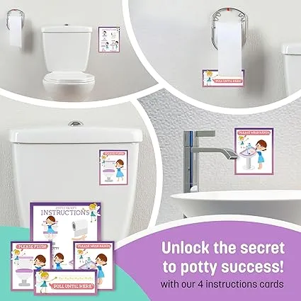 Potty Training Chart: Unicorn Reward System for Girls - 4 Week, 213 Stickers, Certificate, Motivational Cards, Bonus Crown