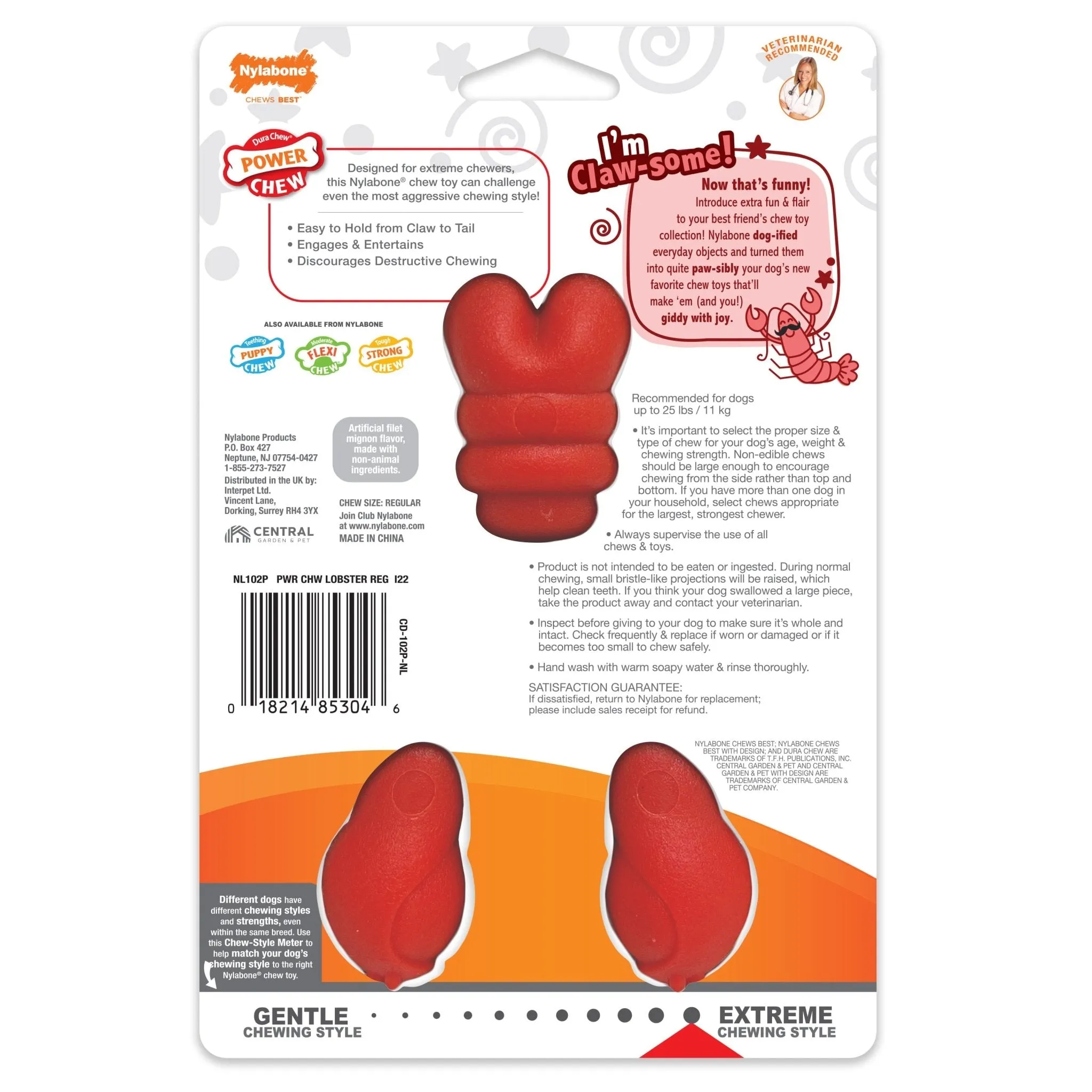 Power Chew Lobster Dog Toy, Filet Mignon