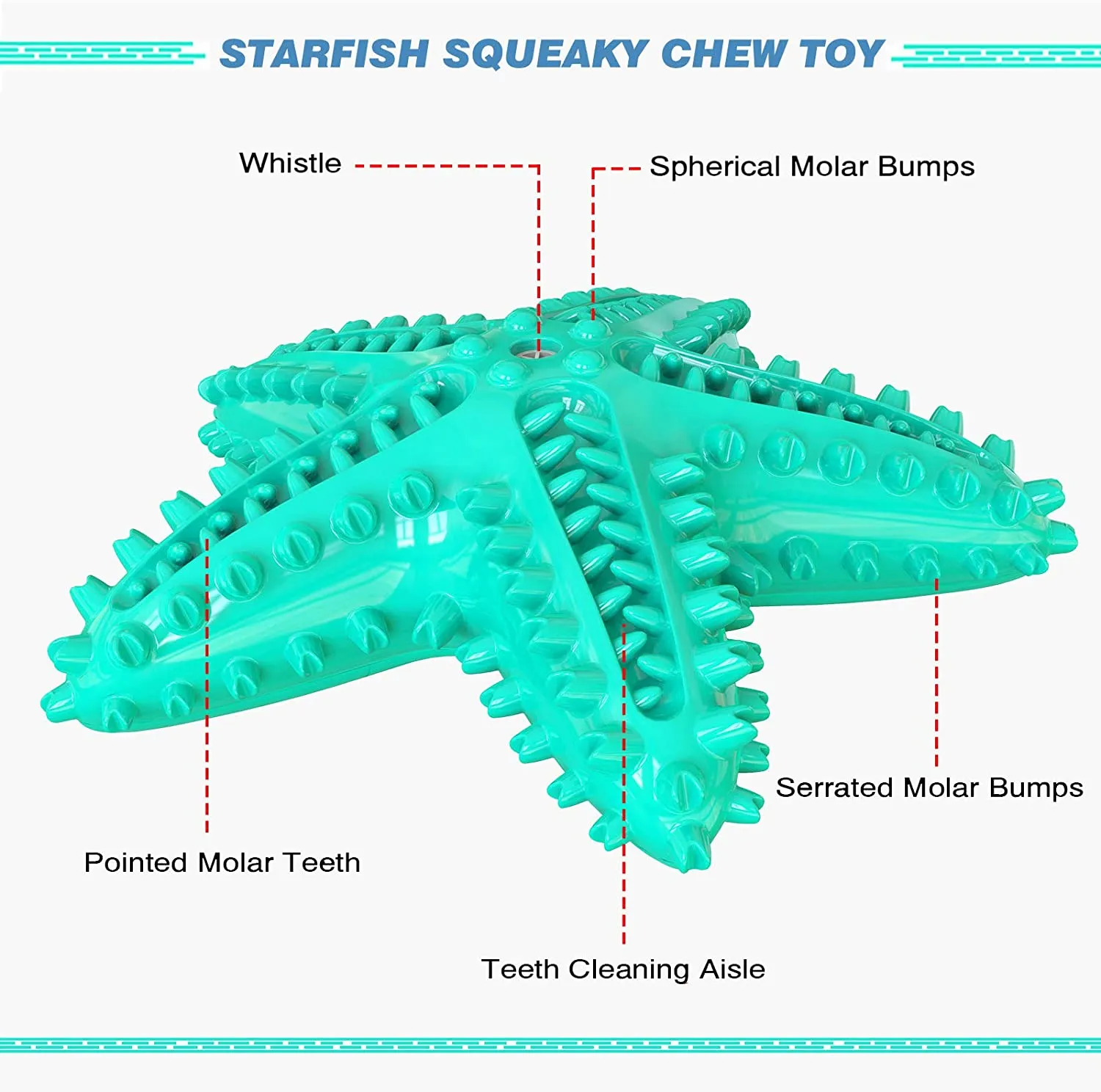 QUMY Dog Chew Toy Starfish Squeaky