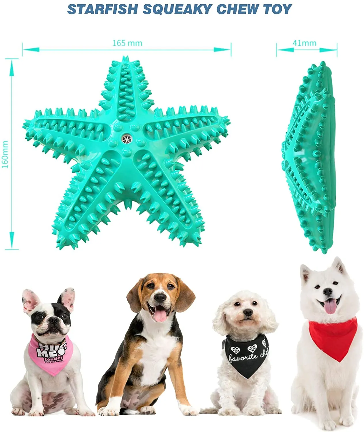 QUMY Dog Chew Toy Starfish Squeaky