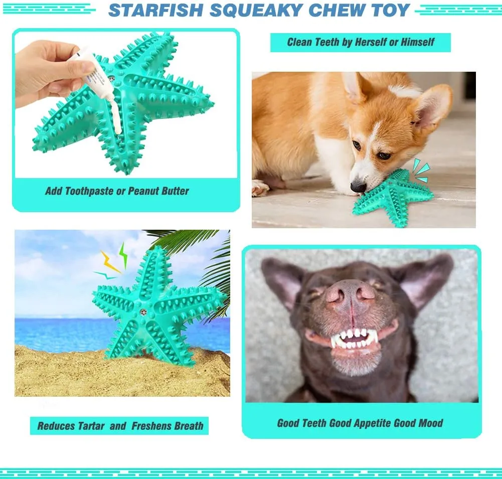 QUMY Dog Chew Toy Starfish Squeaky