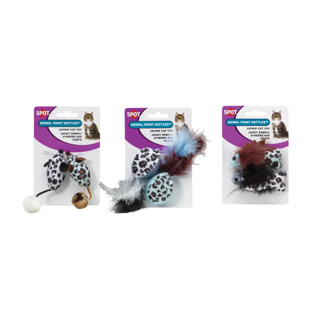 Spot Animal Print Rattle Catnip Toy Assorted, 4.5", 2-pack