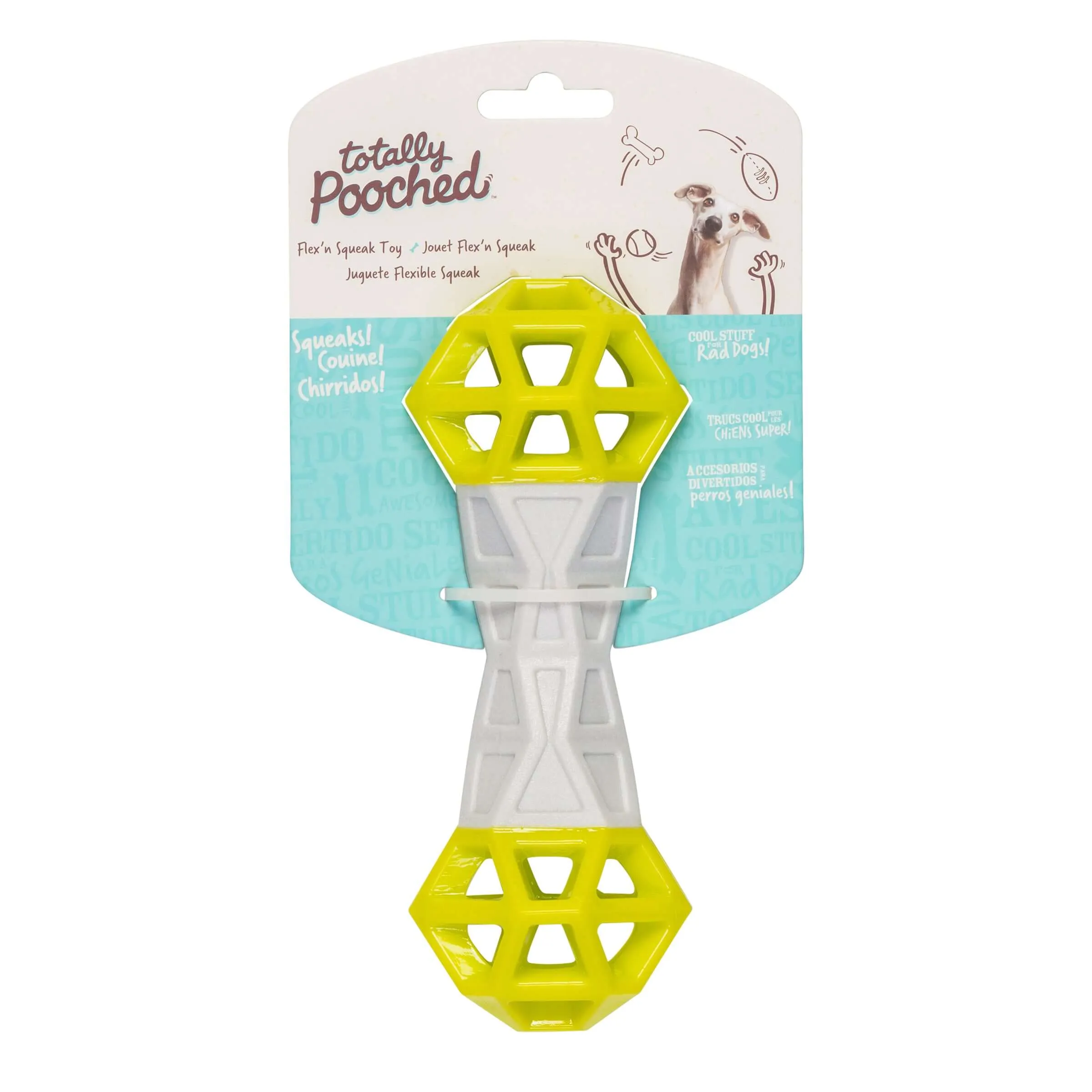 Totally Pooched Flex n' Squeak Dog Toy, Foam Rubber, 7"