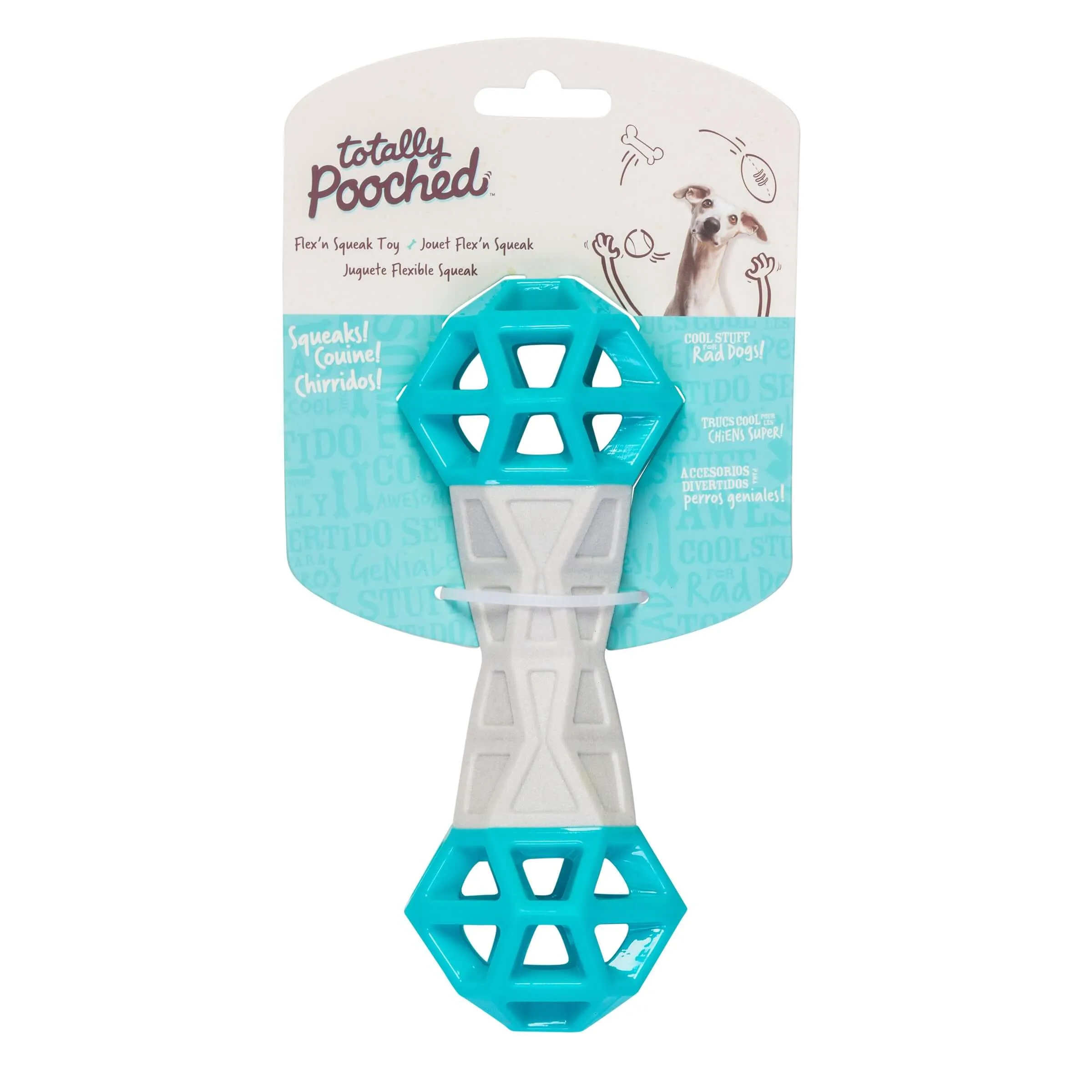 Totally Pooched Flex n' Squeak Dog Toy, Foam Rubber, 7"