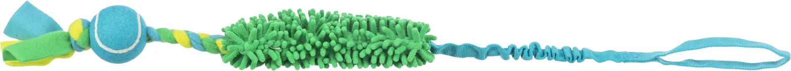 Trixie | Dog Sports Toy | Bungee Handle with Floppy & Plaited Fleece, Moppy Pillow & Tennis Ball