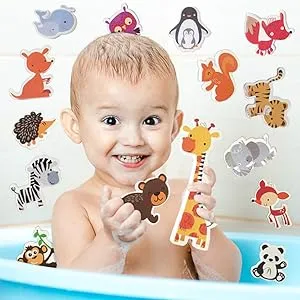 Wild Animal Sticky Bath Magic Foam Critters (18 pieces) Fizzles