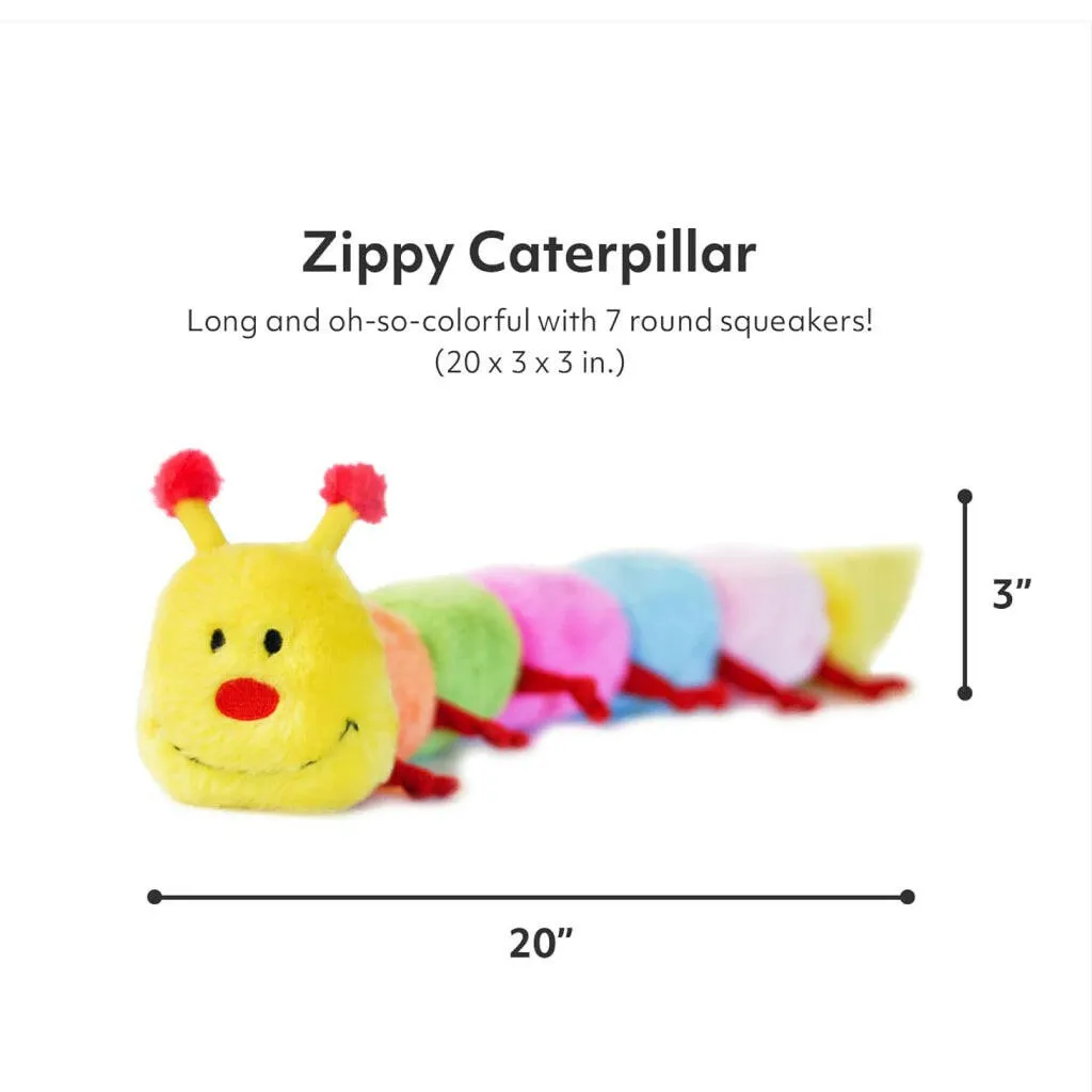 Zippy Paws Caterpillar Rainbow Squeaky Toy for Dogs